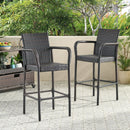 Outdoor Rattan Wicker Bar Chair With Metal Frame - Brown