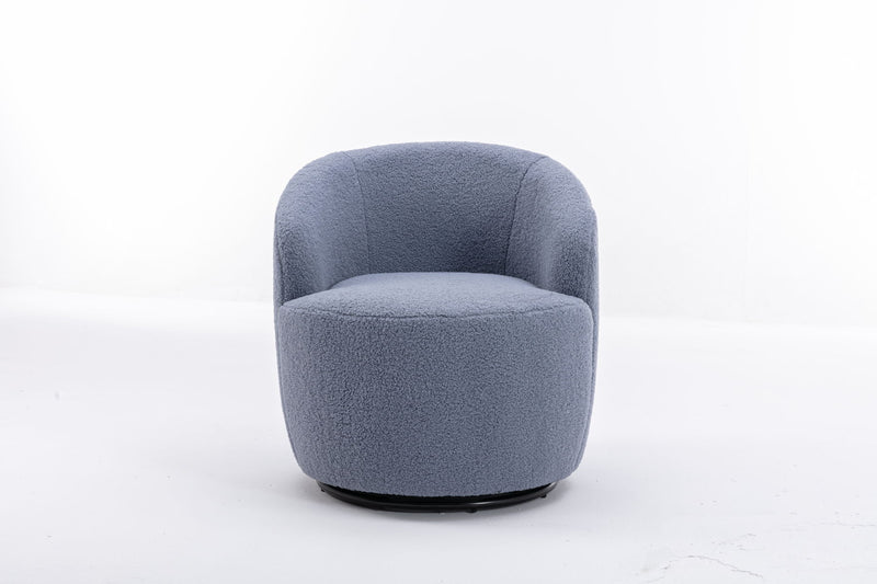 Teddy Fabric Swivel Accent Armchair Barrel Chair With Powder Coating Metal Ring