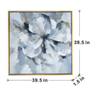 Large Modern Flower Oil Painting, SquareFrame Wall Art - Blue / Gray