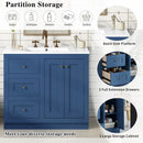 Bathroom Vanity With Ceramic Sink, Bathroom Storage Cabinet With 2 Drawers & Shelf, Freestanding Bathroom Cabinet - Blue