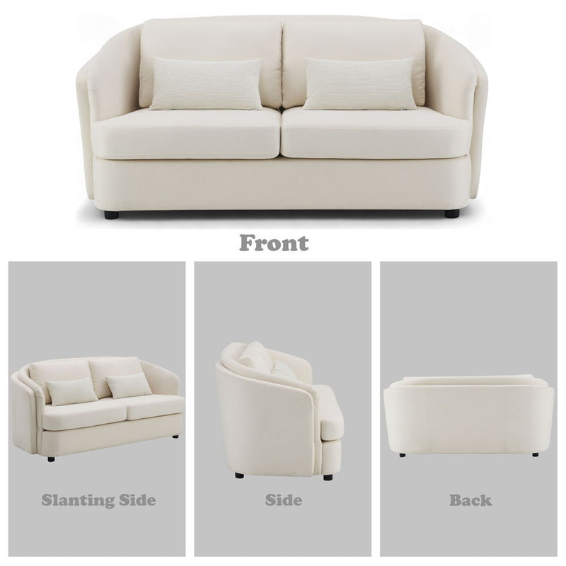 Mariko - Loveseat With 2 Pillows - Beige Linen