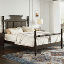Vintage Country Style 4 Poster Platform Bed With High Crown Like Headboard, No Box Spring Needed