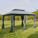 Outsunny - Patio Gazebo, Outdoor Gazebo Canopy Shelter With Curtains, Vented Roof, Steel Frame For Garden, Lawn, Backyard And Deck, - Sage Gray