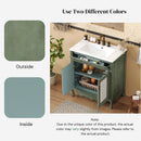 Bathroom Vanity With Rectangle Sink, Tip Out Tray - Antique Blue Green