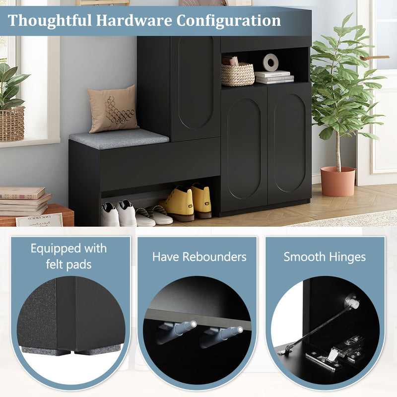 Elegant 2 In 1 Shoe Cabinets With Soft Cushion Versatile Shoe Rack Organizer With Adjustable Shelves