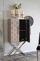 Cabinet - Silver - Faux Leather