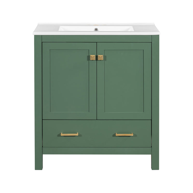 Bathroom Vanity With Single Sink, Combo Cabinet Undermount Sink, Bathroom Storage Cabinet With 2 Doors And A Drawer, Soft Closing, Multifunctional Storage, Solid Wood Frame