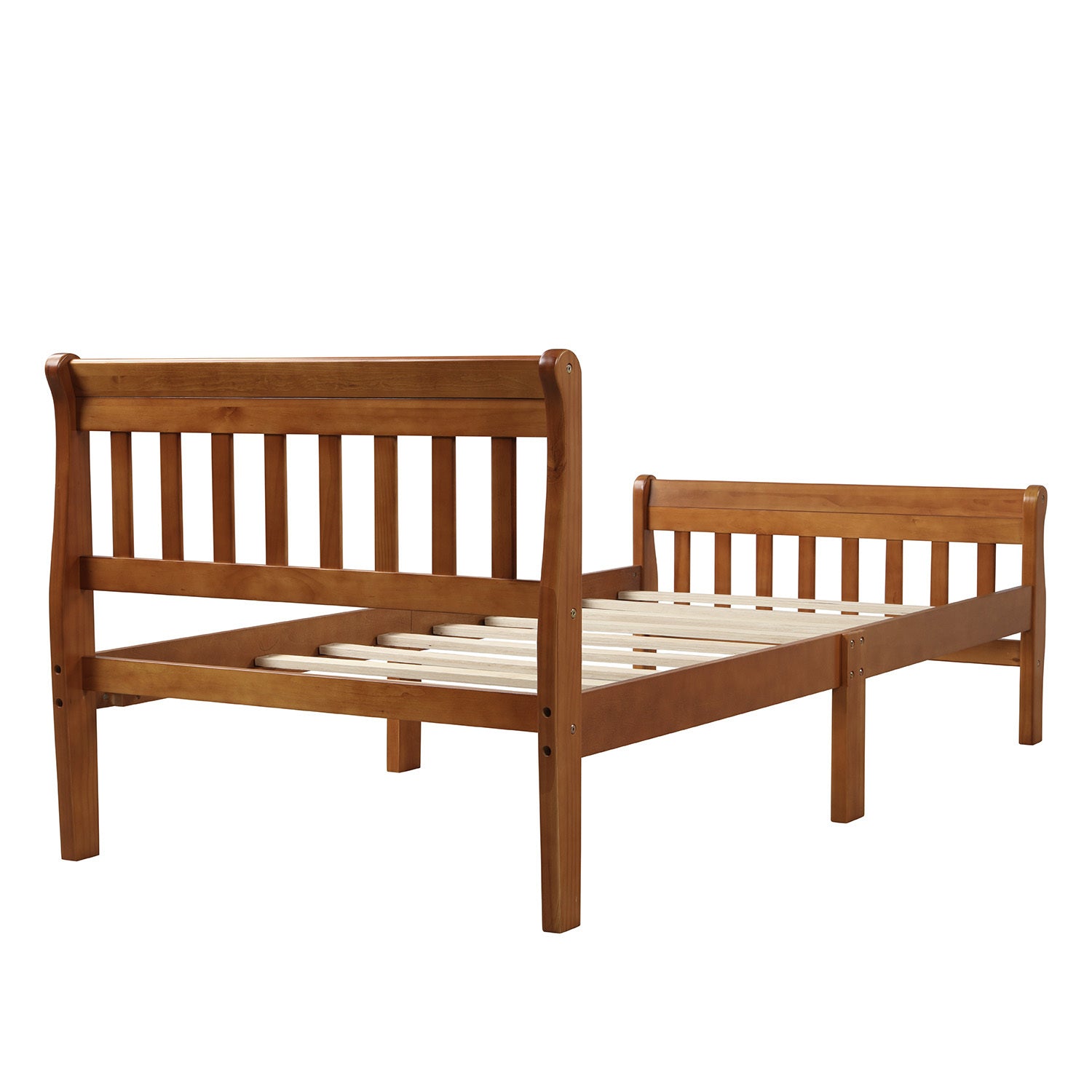 Wood Platform Bed Twin Bed Frame Panel Bed Mattress Foundation Sleigh Bed with Headboard/Footboard/Wood Slat Support - Atlantic Fine Furniture Melbourne FL