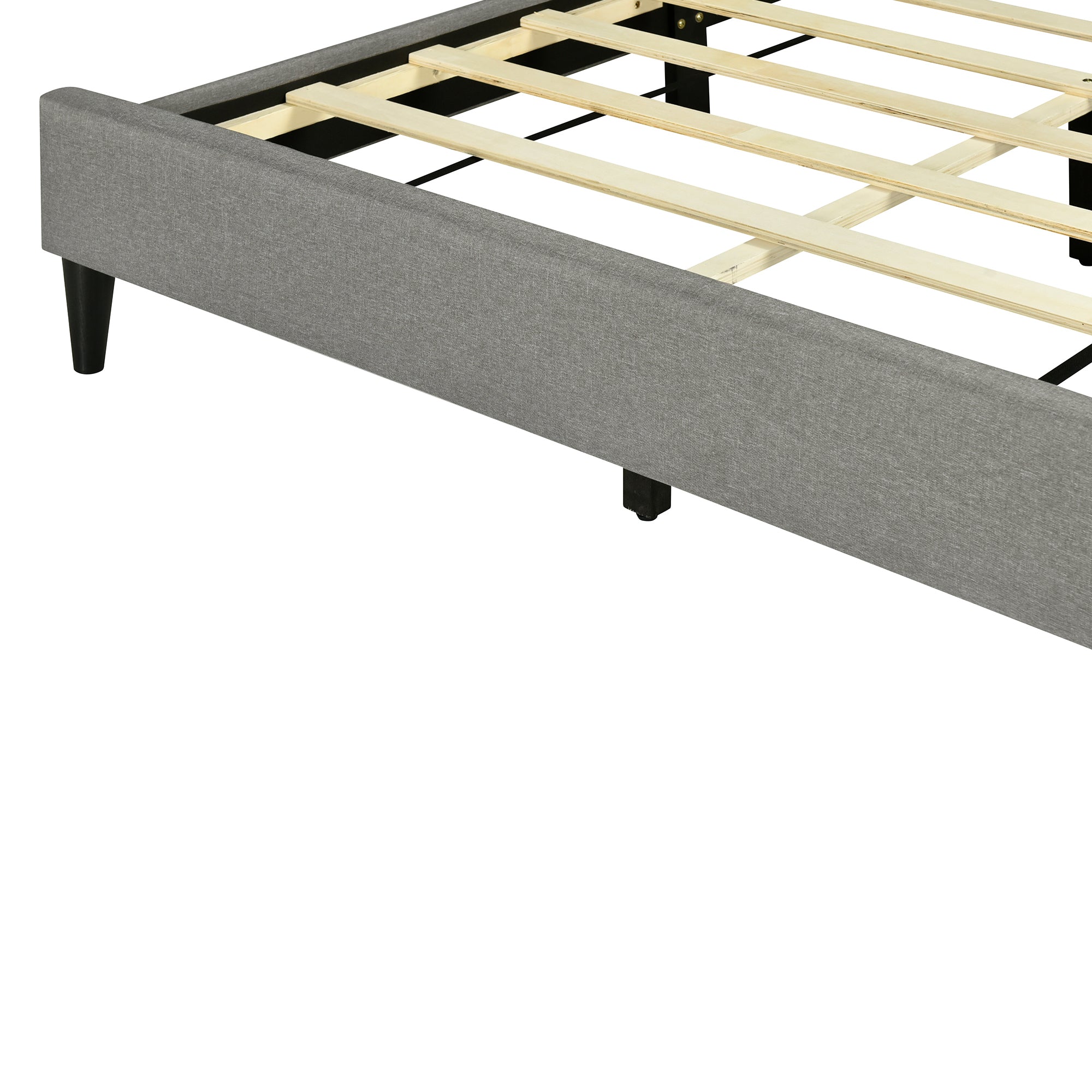 Full size Upholstered Platform Bed with Storage Headboard, Sensor Light and a set of Sockets and USB Ports, Linen Fabric, Gray - Atlantic Fine Furniture Melbourne FL
