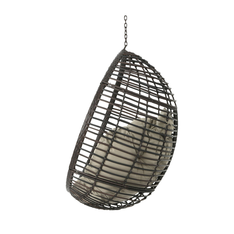 Hanging Basket Chair With Metal Frame And Seat Cushion