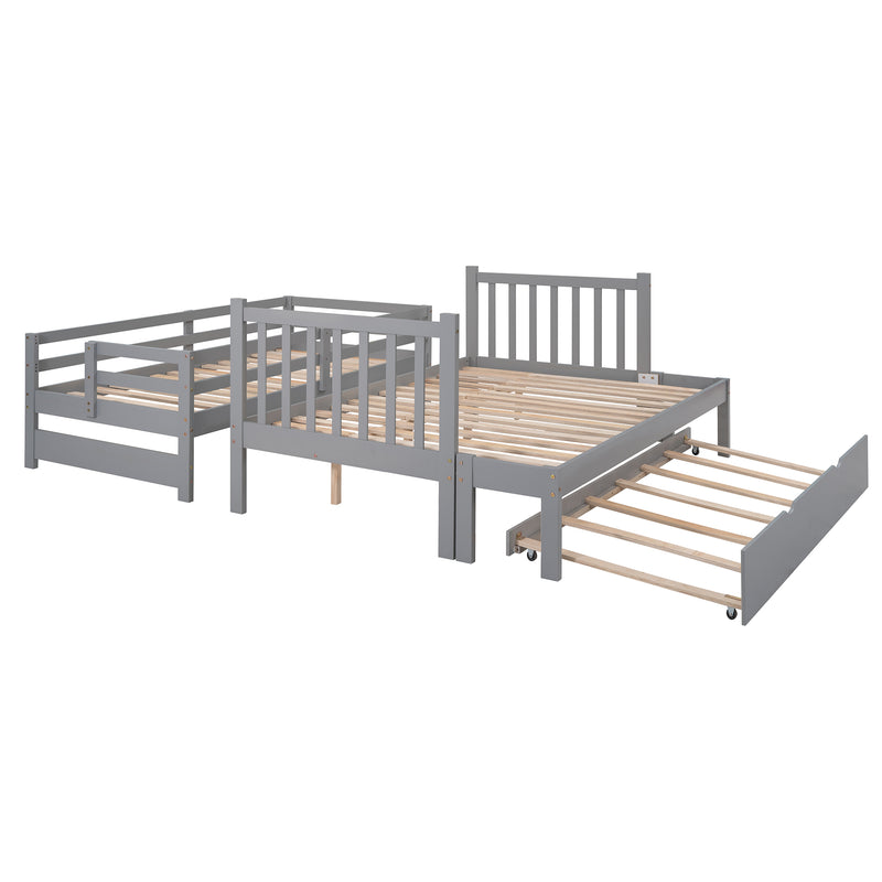 Twin over Twin/Full Bunk Bed with Twin Size Trundle (Gray)(OLD SKU :LP000025AAE)