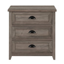 Transitional Farmhouse Framed 3 Drawer Nighstand With Cup Handles