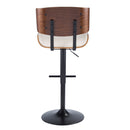 Lombardi - Mid Century Modern Adjustable Barstool With Swivel With Straight T Footrest (Set of 3)