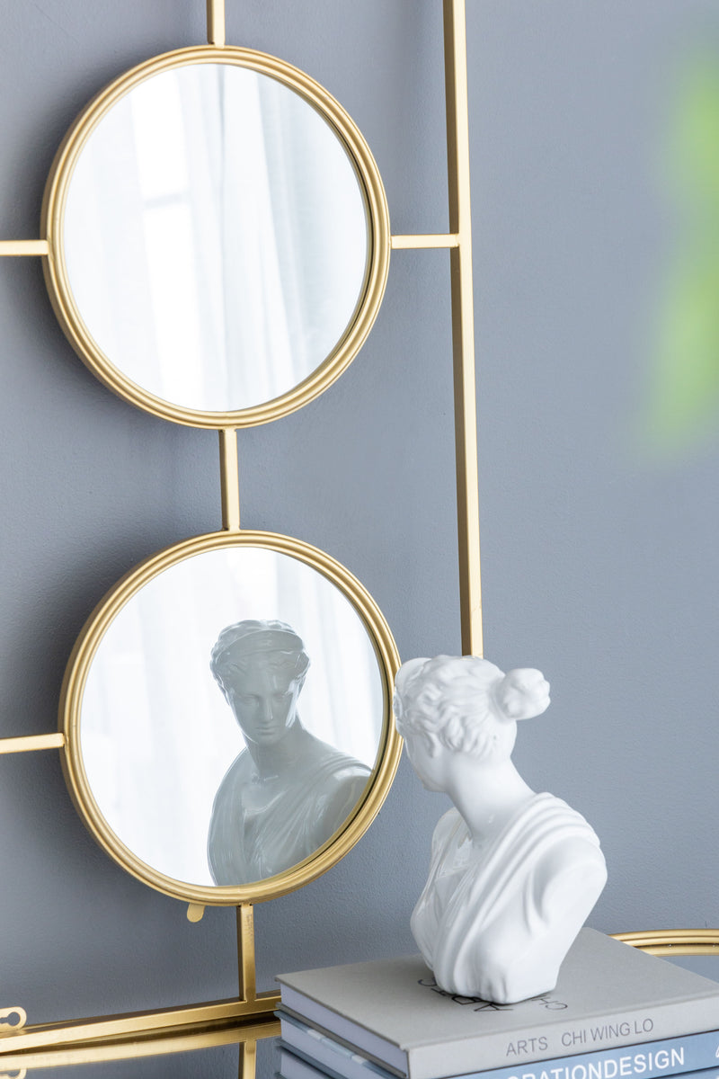 3 Mirror Piece Wall Mirror Rectangular Frame, Home Wall Decor For Bedroom Living Room - Gold