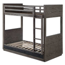 Estevon - Twin Over Twin Bunk Bed With Storage - Gray Oak