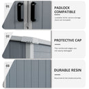Outdoor Storage Shed Waterproof Resin Cabinet With Lockable Doors For Bikes And Patio Furniture - Gray