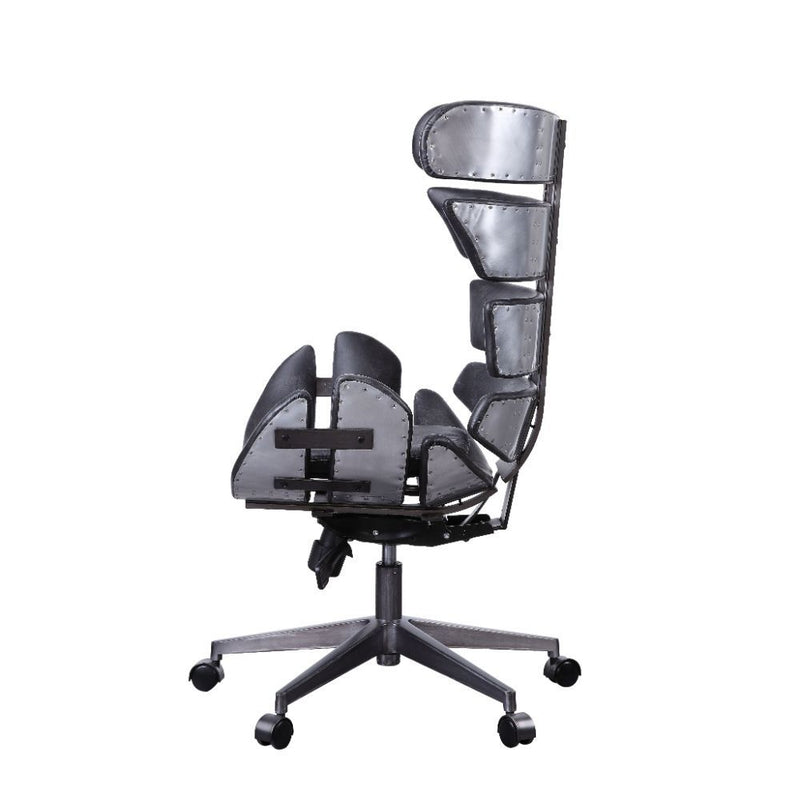 Megan - Executive Office Chair - Vintage Black Top Grain Leather & Aluminum - Atlantic Fine Furniture Inc