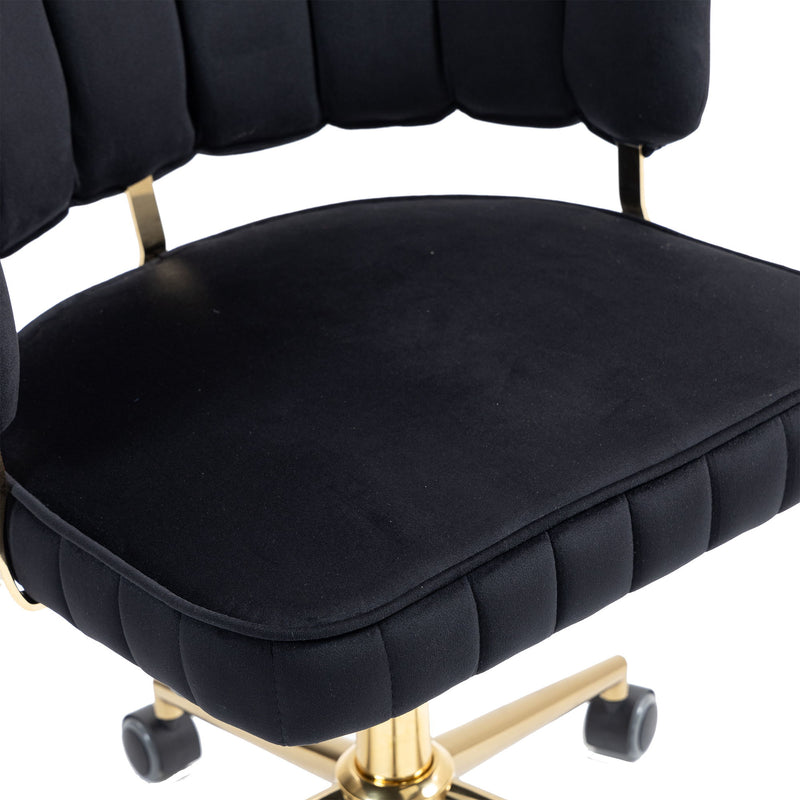 Modern Velvet Home Office Desk Chair With Adjustable Height And Swivel Wheels