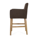 Charmed Upholstered Counter Stool With H Frame Base And Round Arms