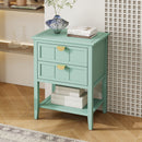 2 Drawer Side Table, American Style, End Table, Suitable For Bedroom, Living Room, Study