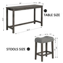 4 Piece Bar Table Set With Power Outlet, 3 Padded Stools