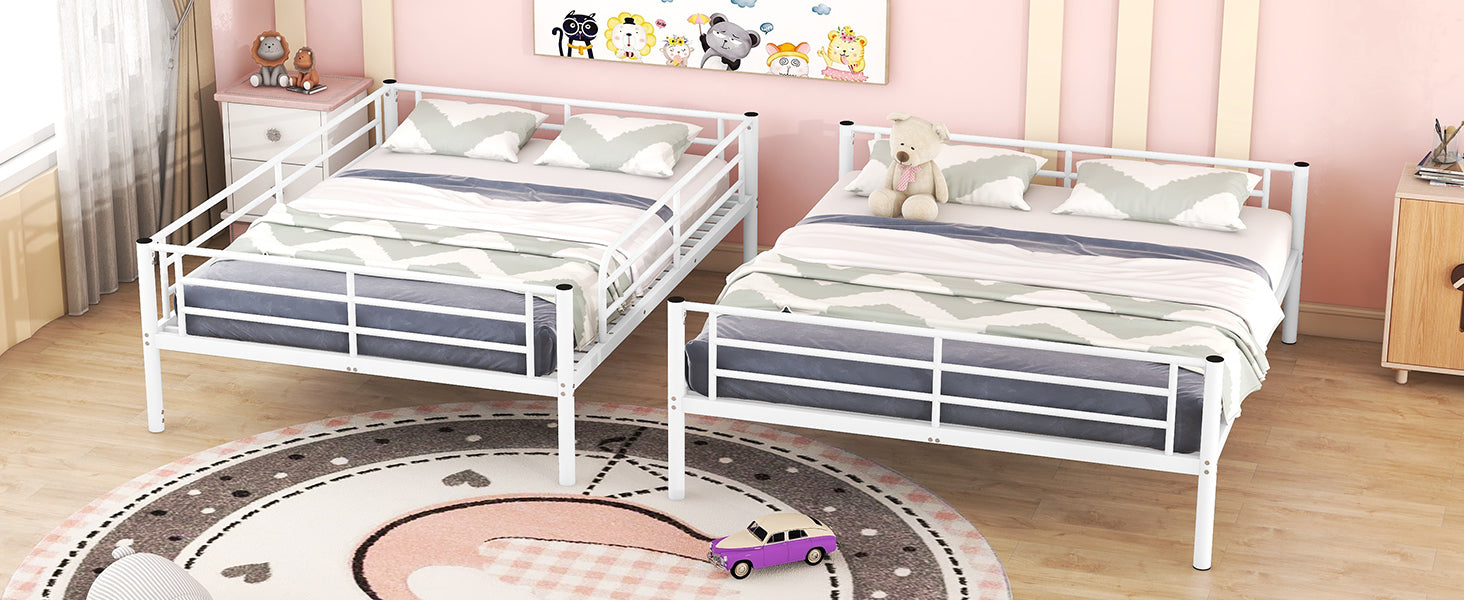 Full XL Over Queen Metal Bunk Bed, White - Atlantic Fine Furniture Melbourne FL