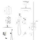 16" Ceiling Mount Square Shower System With Waterfall Tub Spout And Rough In Valve