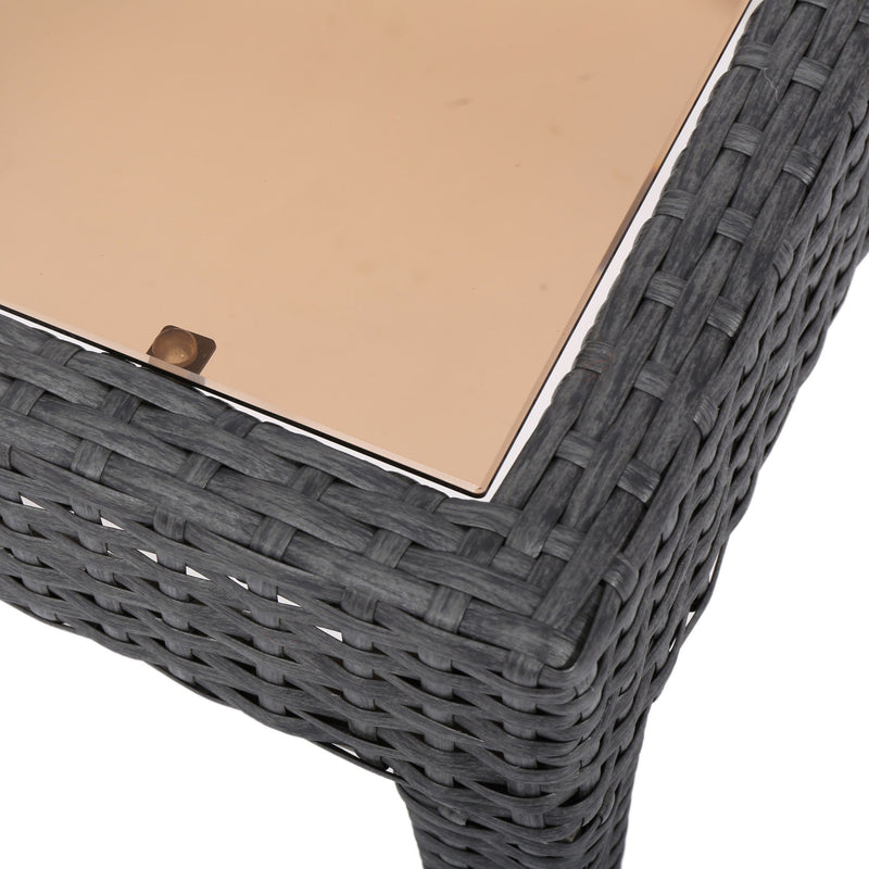 Outdoor Antibes Wicker Side Table, Accent Table - Gray