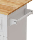 Kitchen Island Cart With 2 Door Cabinet, 3 Drawers, Spice Rack & Towel Rack - White