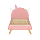 Wooden Cute Bed With Unicorn Shape Headboard,Twin Size Platform Bed,Pink