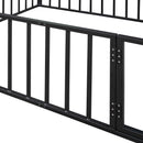 Metal Floor Bed Frame With Fence And Door