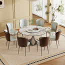 Modern Round Dining Table With 360° Rotating Lazy Susan Scratch & Chairs