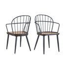Industrial Inspired Indoor Dining Chair With Metal Legs And Birch (Set of 2) - Black / Natural