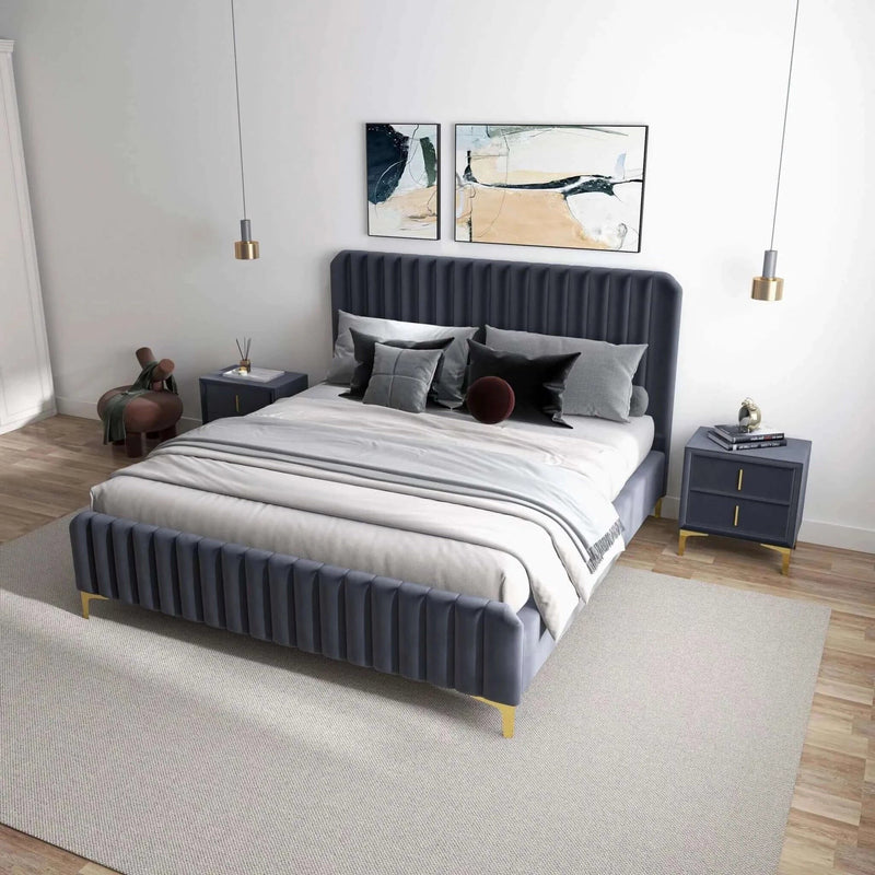 Bethany - Queen Upholstered Platform Bed - Gray
