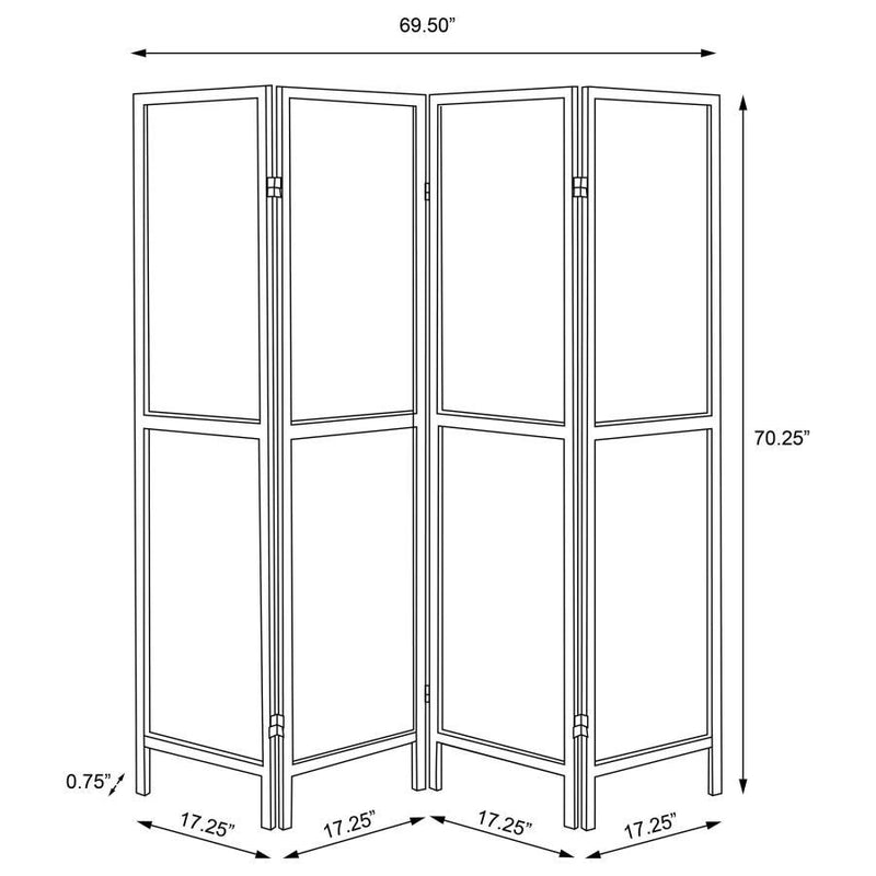 Deepika - 4-Panel Room Divider Folding Screen - Rustic Nutmeg