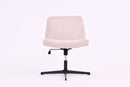 Cross Legged Office Chair, Wide Comfty Desk Chair, Vanity Home Chair No Wheels Armless Computer Task Chair, Swivel And Height Adjustable - Beige