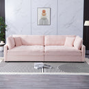 Elegant Corduroy Sofa With Throw Pillows And Backrests