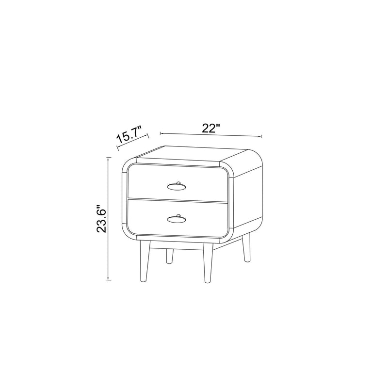 Alexa - Mid-Century Modern Style Night Stand - Brown