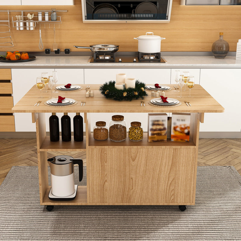 Multi Functional Folding Table With Storage Shelves And Wheels