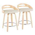 Cassis - Mid Century Modern Fixed Height Counter Stool With Swivel With Round Footrest (Set of 2)