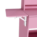Vanity Desk With LED Mirror Lights And Power Outlet Charging Station, 3 Drawers, 7 Shelves, Storage Stool - Pink