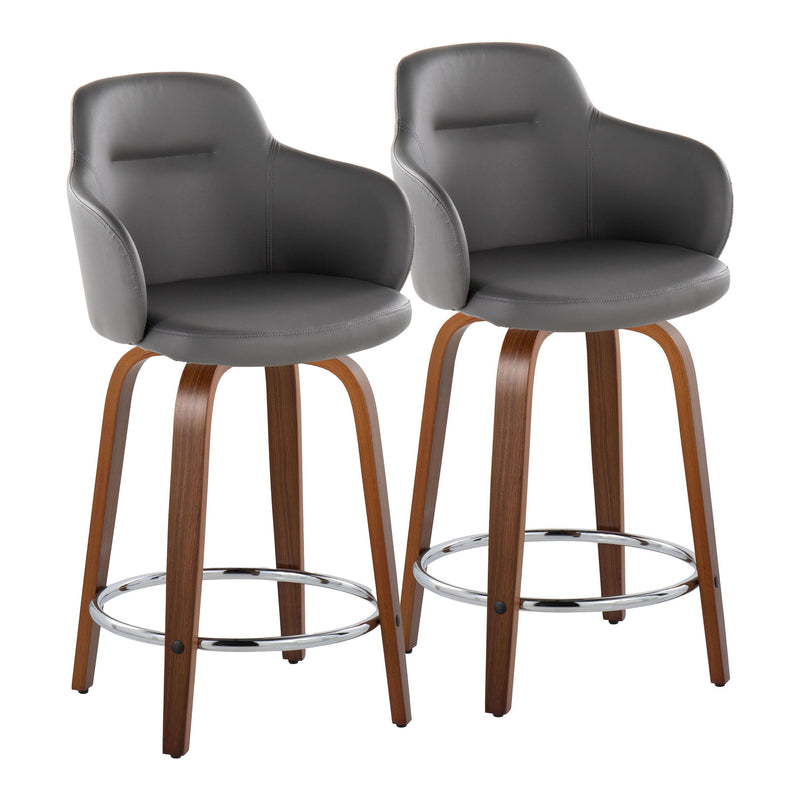 Boyne - Contemporary Fixed Height Counter Stool With Swivel With Round Footrest (Set of 2)