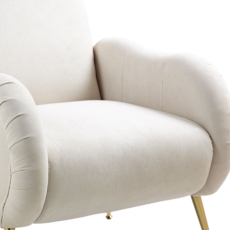 Modern Accent Chair With Metal Legs, Snowflake Fabric Armchair