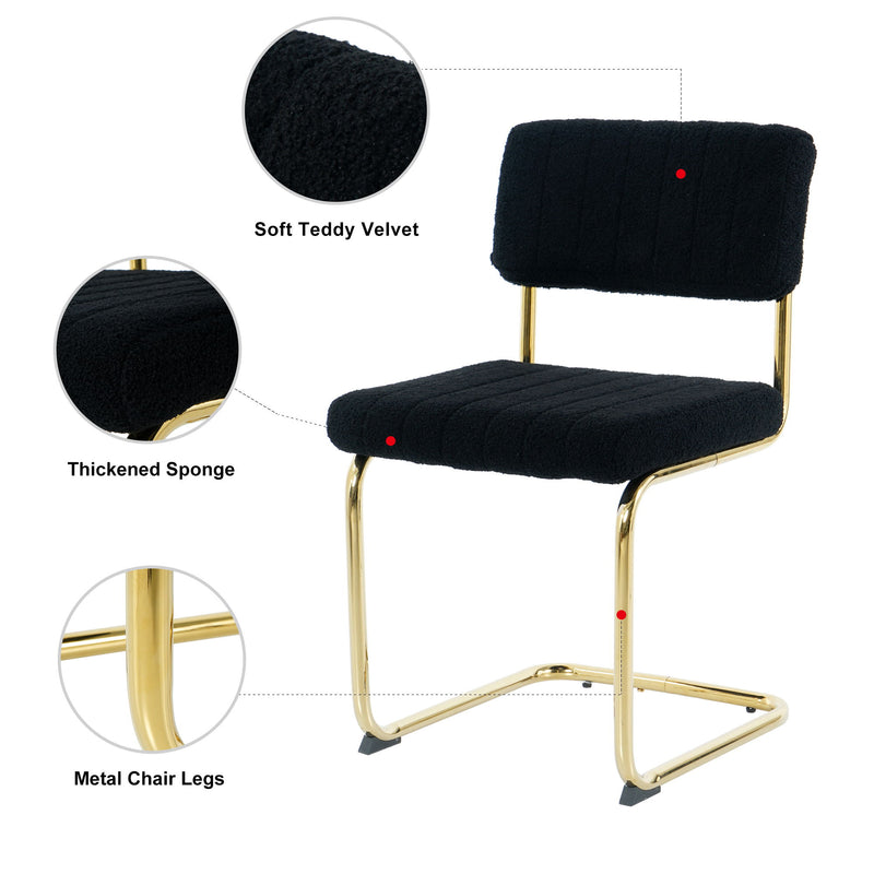 Modern Light Luxury Dining Chair With Metal Legs And Bow Design