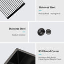 Farmhouse Kitchen Sink, Stainless Steel, Apron Front