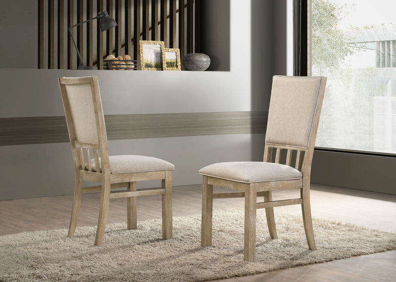 Brutus - Wide Contemporary Fabric Dining Chair (Set of 2) - Reclaimed Wheat