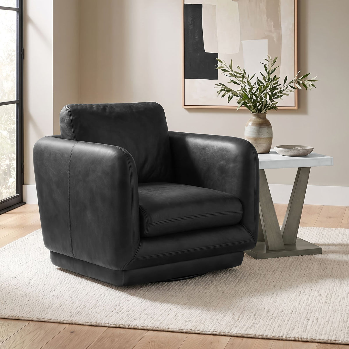 Winger Swivel Chair in Simba Black by Elements International, view 3