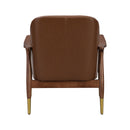 Mid - Century Accent Chair With Cushioned Seat, Brass Tipped Legs