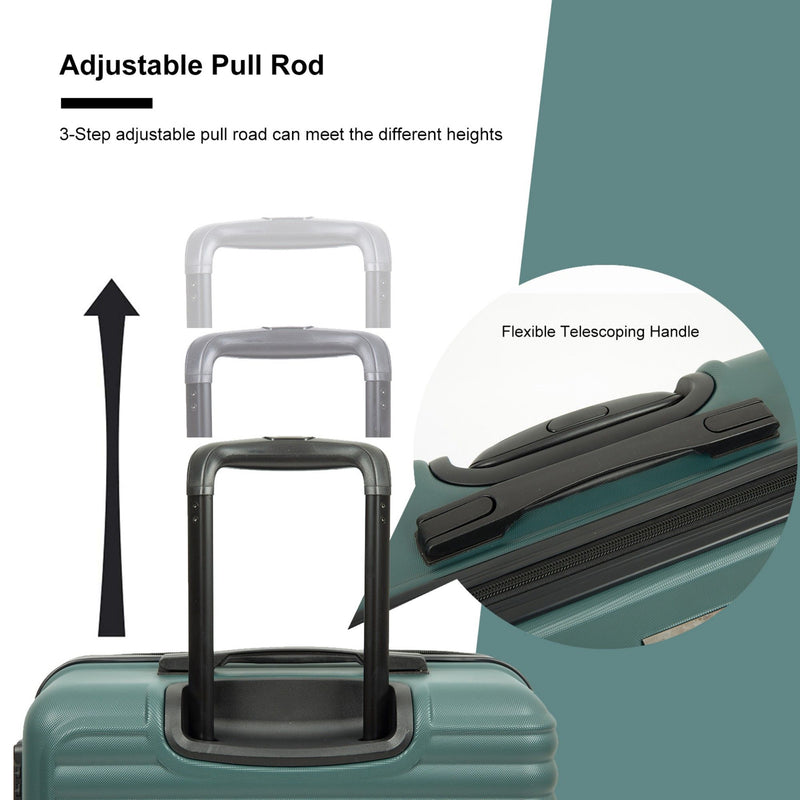 3 Piece Luggage Sets Lightweight Suitcase With Two Hooks, Spinner Wheels, Tsa Lock