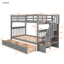 Stairway Bunk Bed With Storage And Guard Rail For Bedroom